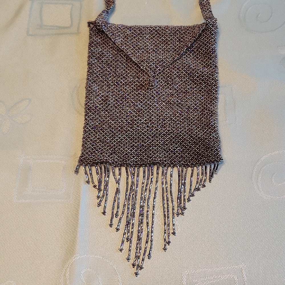 Chic Beaded Purse with Fringe - Picture 3 of 6